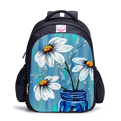 Sac d'école unisexe fleur robuste contre l'usure - Sac à dos de loisirs enfants étudiants
