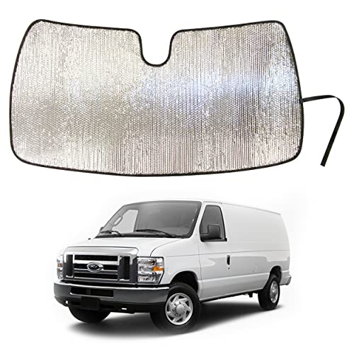 Yellopro Auto Custom Fit Reflective Front Windshield Sunshade For 1992-2016 2017 2018 2019 2020 2021 2022 2023 Ford E-Series E Series E-150 E-250 E-350 E450 Van, Motorhome #TOP24