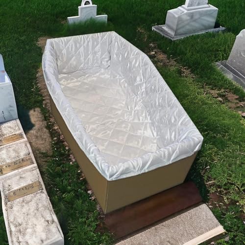 petbye Karton Tiersarg mit Satin Innenverkleidung - Größe XXL für große Haustiere 80x44x25 cm Haus-Tiersarg für Erdbestattung und Feuerbestattung Fester Papp-Sarg Tier-Sarg Extrastabil
