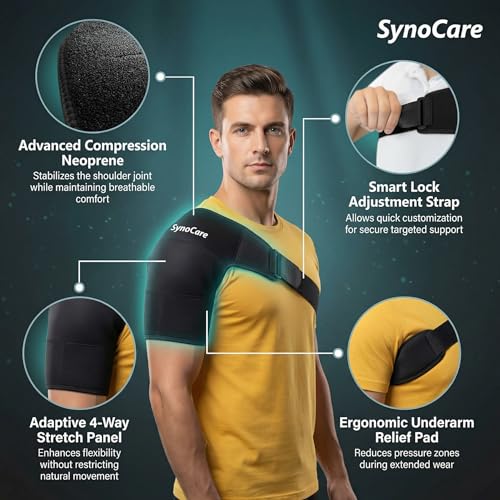 Image of Universal Shoulder Brace Support for Men & Women | Neoprene Shoulder Strap for Both Left & Right Arm, Compression Sleeve for Torn Rotator Cuff, AC Joint Pain Relief & Dislocated Shoulder