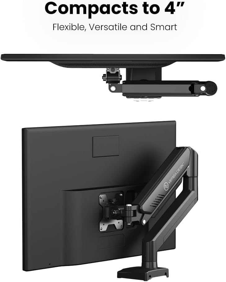 MotionArc™ Single Balanced Monitor Arms | Effortless Adjustment | Internal Spring Mechanism | Outstanding Flexibility | 180 Degree Rotation | Fit Screen Size 17" - 32" | Computer Display Arm | Black