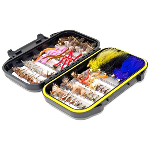 72 Assorted Trout Fly Fishing Flies Kit | Waterproof Fly Fishing Box | Nymphs Flies, Wet Flies, Dry Flies, Streamer, Hopper Flies #TOP3