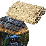 Filet De Camouflage 210D Filet D'ombrage Beige, Filet De Camouflage Chasse Toile D'ombrage Renforcé Militaire pour Décoration De Camping, Fête À Thème Militaire, Chasse, Tir(Size:3x3m/9.8x9.8ft)