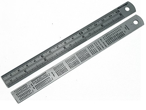 Règle inox 15 cm Neilson précise avec table de conversion pour traçage sans erreur