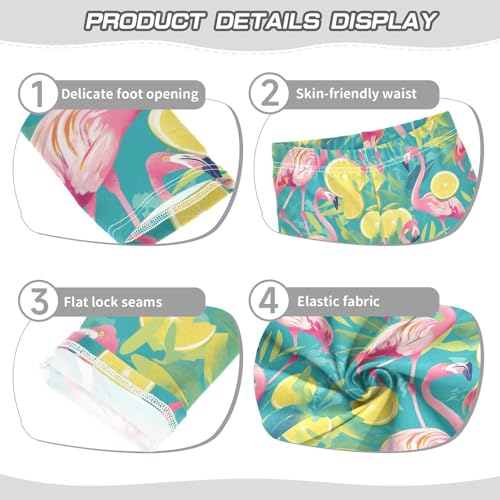 Vdsrup Girls Leggings Flamnigo Lemon Leaves Kids Length Leggings Pants Athletic Yoga Pants Toddler Tights Trousers 4T3