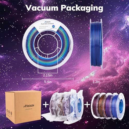 Image of AMOLEN Silk PLA Filament Bundle, 3D Printer Filament Gradient 1.75mm Silk Shiny Filament Bundle 1.75mm PLA 200gX 4 Spools