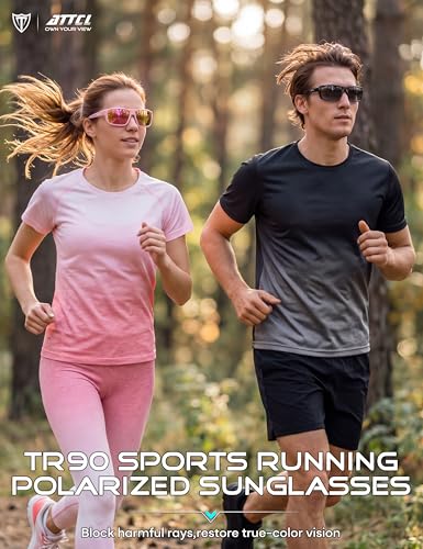 Image of ATTCL Polarized Sunglasses Men for Fishing: UV Protection Lightweight TR90 Sports Wrap Sun Glasses Driving Golf Running