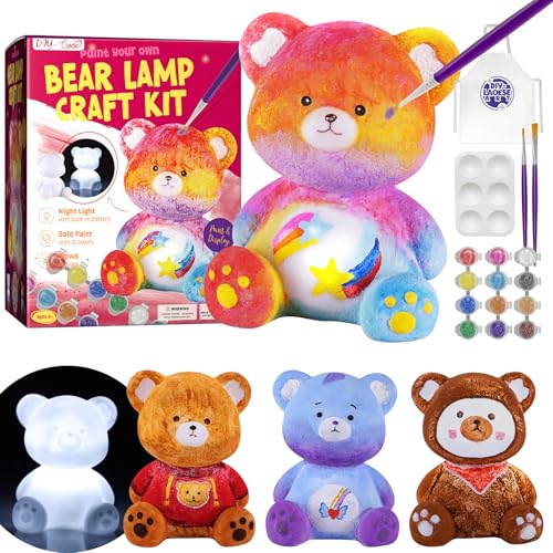 Paint Your Own Bear Lamp Kit, Art Supplies Arts & Crafts Kit, Painting kit for Kids 6-12, Arts and Crafts for Kids Ages 8-12, Toys Girls Boy Birthday Easter Gift Ages 3 4 5 6 7 8 9 10 11 12+