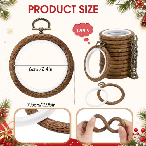 Image of Burbell 15 Pcs 2.4 Inch Round Embroidery Hoops Frame