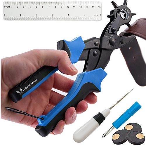 Leather Hole Punch by Skilled Crafter Easily Punches Perfect Round Holes. FREE Ruler
