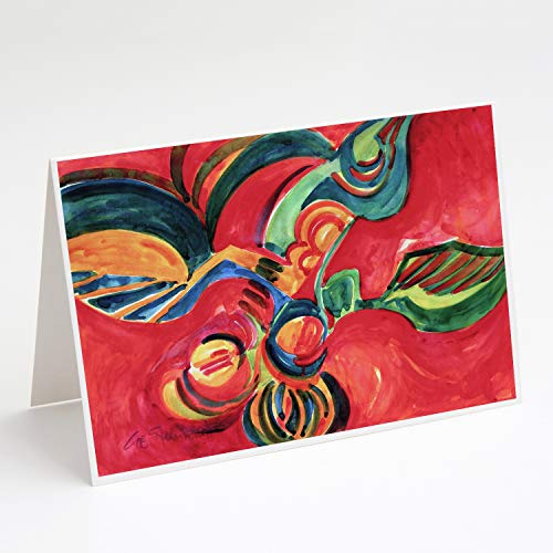 Caroline's Treasures 6043GCA7P Red Flowers and Berries Greeting Cards and Envelopes Pack of 8 Blank Cards with Envelopes Whimsical A7 Size 5x7 Blank Note Cards