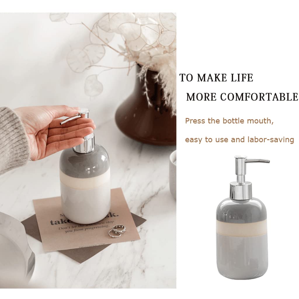 Dispenser di Sapone in Ceramica - Processo di Giunzione Smaltata Stile Nordico Dispenser di Sapone Liquido per Le Mani Ricaricabile per Bagno e Cucina Flacone c