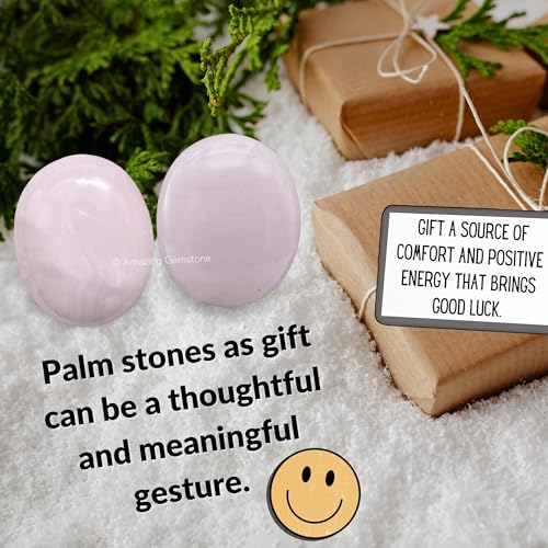 Image of Amazing Gemstone Pink Calcite Crystals and Healing Stones - Large Palm Stone Crystals Piedra - Crystal for Good Luck,Balanced Positive Energy, Meditation - Unique Stocking Stuffers and Birthday Gifts