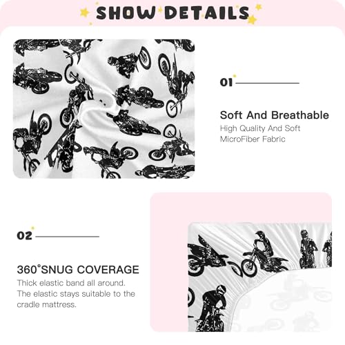 Image of Motorcycle Motorcyclists Crib Sheets Soft Breathable Fitted Baby Crib Sheets Mattress Cover for Girls Boys, 52 inch x 28 inch x 9 inch
