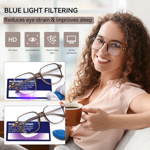 Image of Dollger Blue Light Glasses for Women Oversized Square BlueLight Blocking Large Frame Stylish Eyeglasses