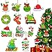 12 Piece Christmas Tree Decorations Set, Wooden Christmas Ornaments Bulk, Small Hanging Holiday Decorations, Indoor Xmas Decor, Classic Cute Green Ornament