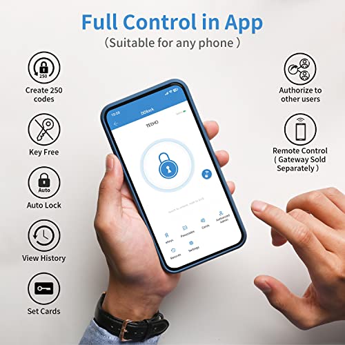 Teeho Te007 Smart Lock - Fingerprint Deadbolt - 6-In-1 Keyless Entry Door Locks With Keypads - Bluetooth App Remote Control - Easy Installation - Ip54 Waterproof - Auto Lock - Matte Black #TOP3