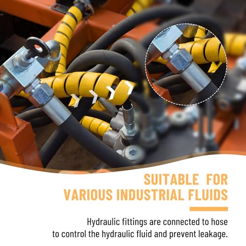 Image of 12 Pack Hydraulic Hose Fittings: 1 /4 inch I.D. Hose x 1 /4 inch NPTF Male with Protection Cover, Hydraulic Hose End Crimp Fitting Kits Compatible with U-Series Hose