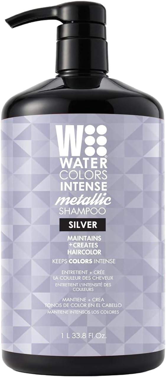 Watercolors Intense Metallic Color Depositing Sulfate & Paraben Free Shampoo, Maintains & Enhances Haircolor - Silver 33.8 oz