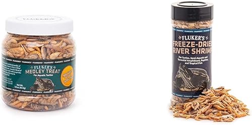 Fluker's Labs - Paquete de alimentos para tortugas acuáticas (1.5 onzas) de camarones de río liofilizados (1 oz)