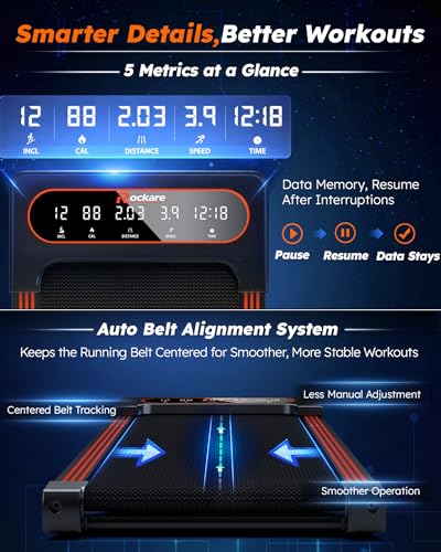 Image of Walking Pad Treadmill with Auto Incline 12%-12Level, Quiet BLDC EvoDrive, Under Desk Treadmill for Home Office, Full Metrics Display, Extra-Large Belt, Quadra Cushion, 300lbs Capacity, App Control