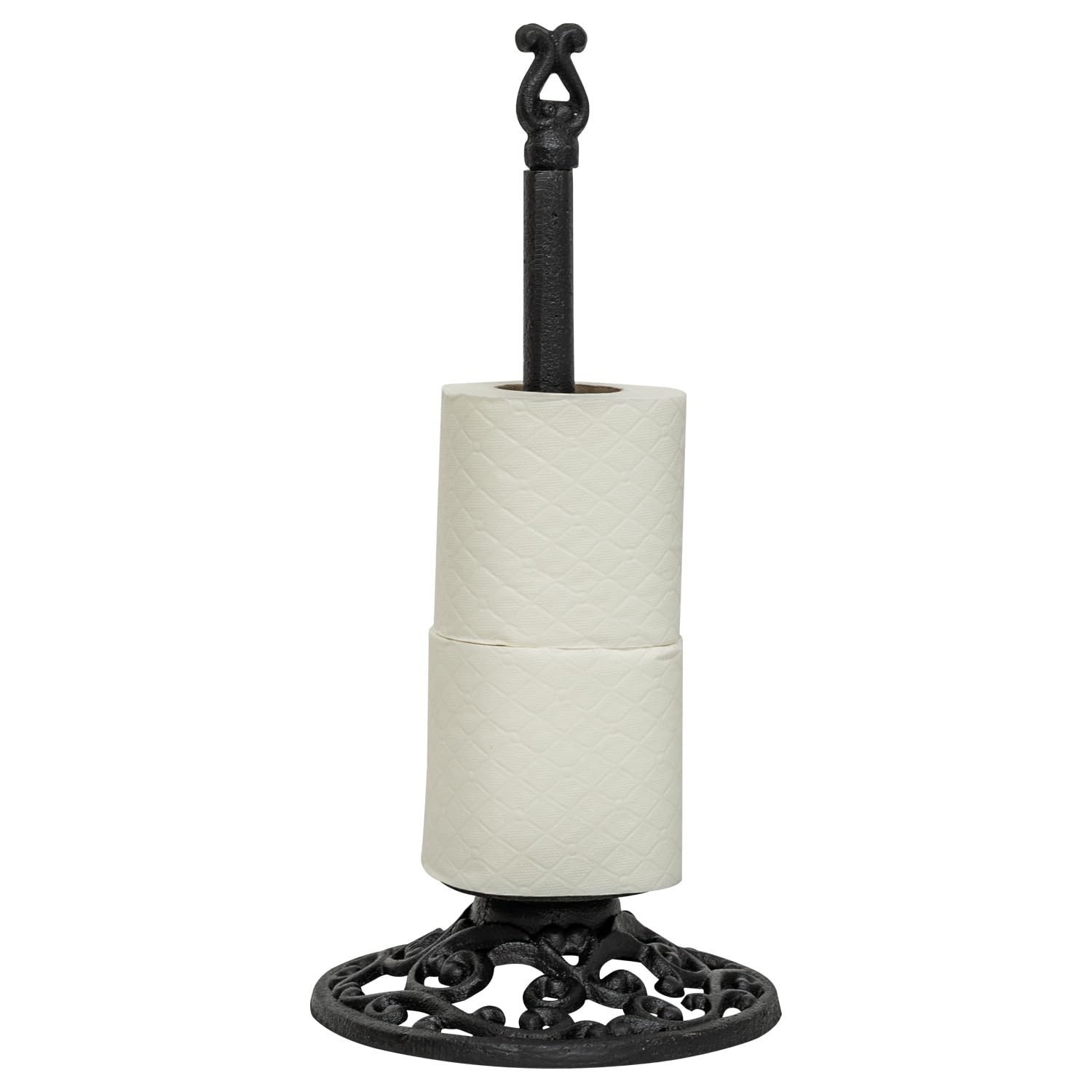 Woodside Cast Iron Free Standing Toilet Paper/Loo Roll Holder Stand, Decorative Bathroom Accessory, Classic Design