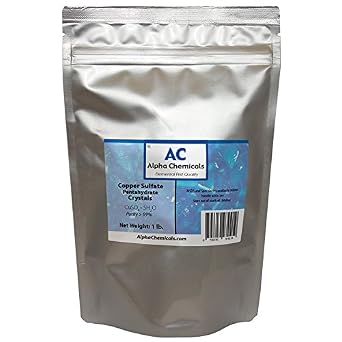 Copper Sulfate Pentahydrate - Crystals - 25.2% Cu - 1 Pound