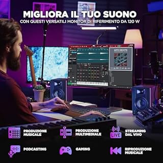 M-AUDIO BX4 - Casse attive Monitor da Studio per PC Amplificate 120 W 4,5" da Scrivania per gaming, produzione musicale, streaming e podcast (coppia)