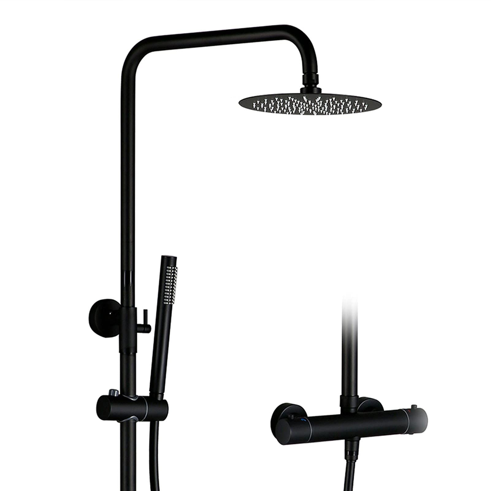 QUSYZD Thermostatic Shower System, 10Inch Rainfall Shower Head with Handheld Shower Sprayer, Wall Mounted Single Handle Shower Faucet Set,Rose Gold,Rose Gold,Matt Black