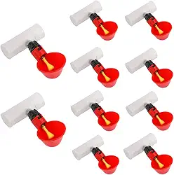 Vanknono 10 peças de copos automáticos de aves, alimentador de água de frango, bebedouro de galinha e 10 peças de bebedouro de galinhas de PVC para frango, codorna e pombo