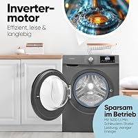 Bomann® Waschtrockner | Waschen und Trocknen | 10 Jahre Motor-Garantie | 8 kg Waschen, 5 kg Trocknen | Invertermotor | 1400 U/Min | Waschmaschine mit Trockner integriert | WAT 7186 titan – Ansicht 3