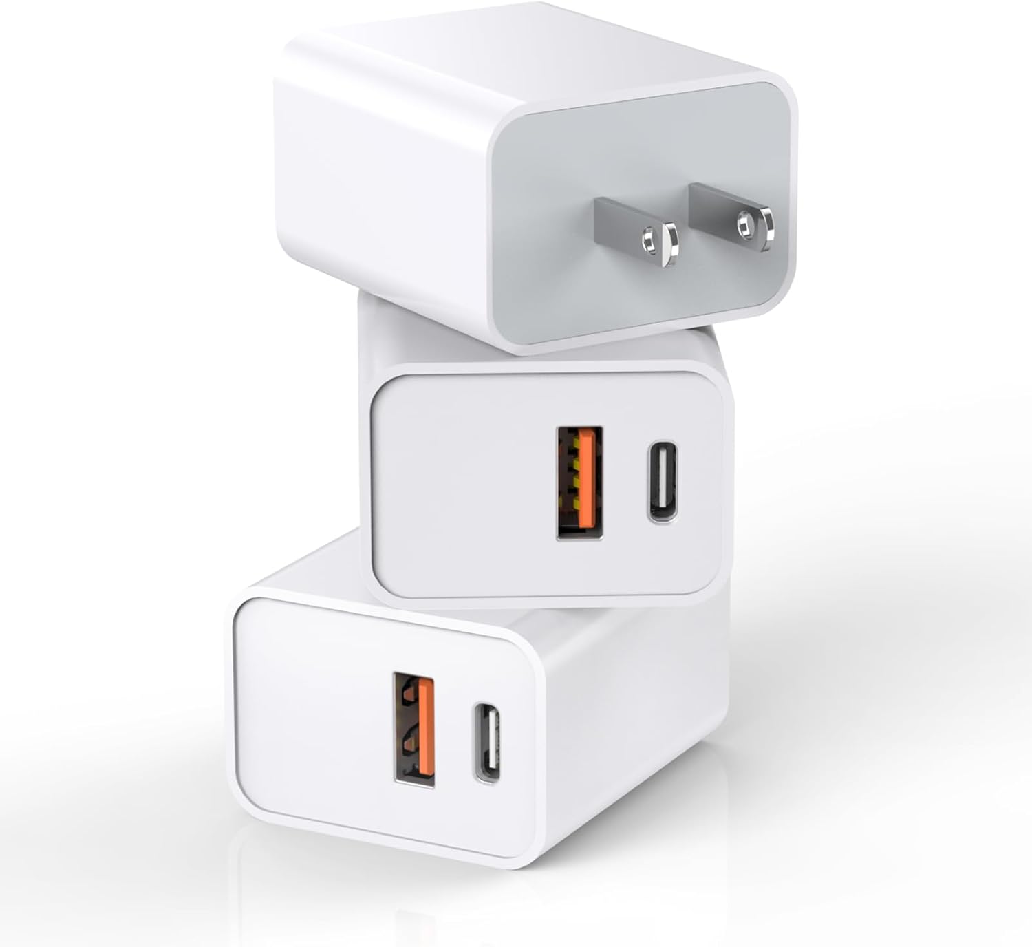 3 Pack Apple USB C Wall Charger,20W iPhone 17/16 Dual Port QC + PD 3.0 Power Adapter Double Fast Plug Charging Block for Apple iPhone 17/17 Pro/16/16 Pro/Pro Max/Plus/15/14/13/12/11/XS/XR/iPad,AirPods