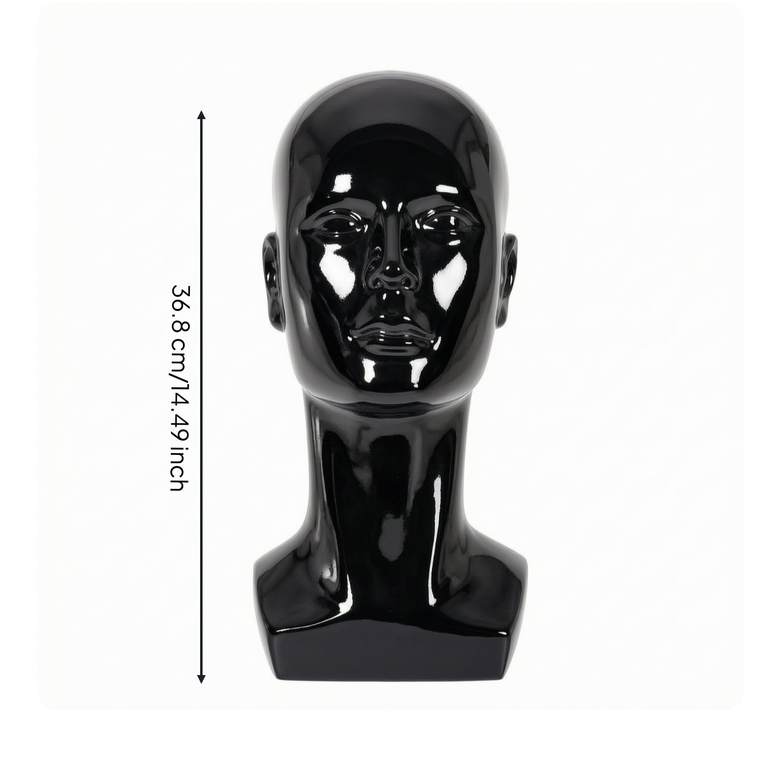 Testa di Manichino Maschile in PVC Neutro Testa Manichino Maschile Calva Realistico Busto Espositivo con Base Piatta per Costumi