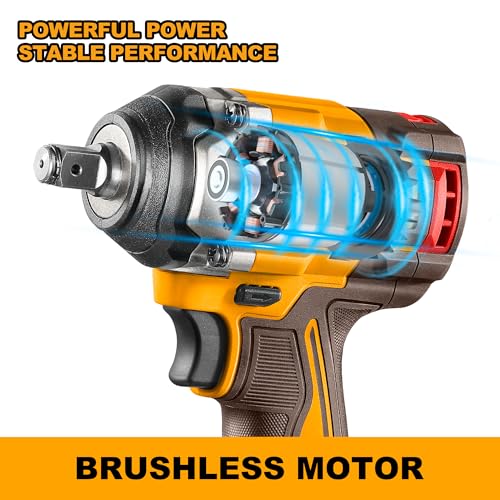 Image of Ingco 20V Cordless Impact Wrench 550NM, Brushless Motor, 3-Speed Adjustment 2500RPM, LED Work Light, With 2Pcs 4.0Ah Battery And 1Pcs Charger, Packed by Carrying Case