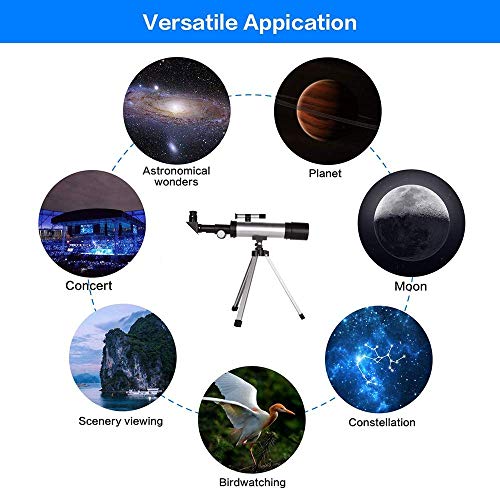 Telescopio Astronómico Refractor 50mm 360mm con Trípode Ajustable miniatura 6