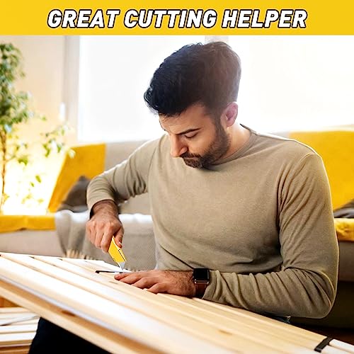 Image of DIYSELF 4 Pack Box Cutters Retractable Utility Knife with 10 SK5 Blades | Aluminum Shell Box Cutter for Papers, Cardboard, and Cartons, Razor Knife, Pipe Cutter (Red, Blue, Yellow, Black)