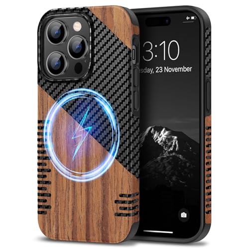 Coque iPhone 14 Pro bois TENDLIN étui chic pour le bureau