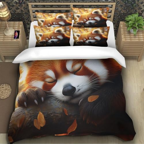 Housse de Couette Panda Roux Endormi 140x200 Imprimé 3D Microfibre - 5