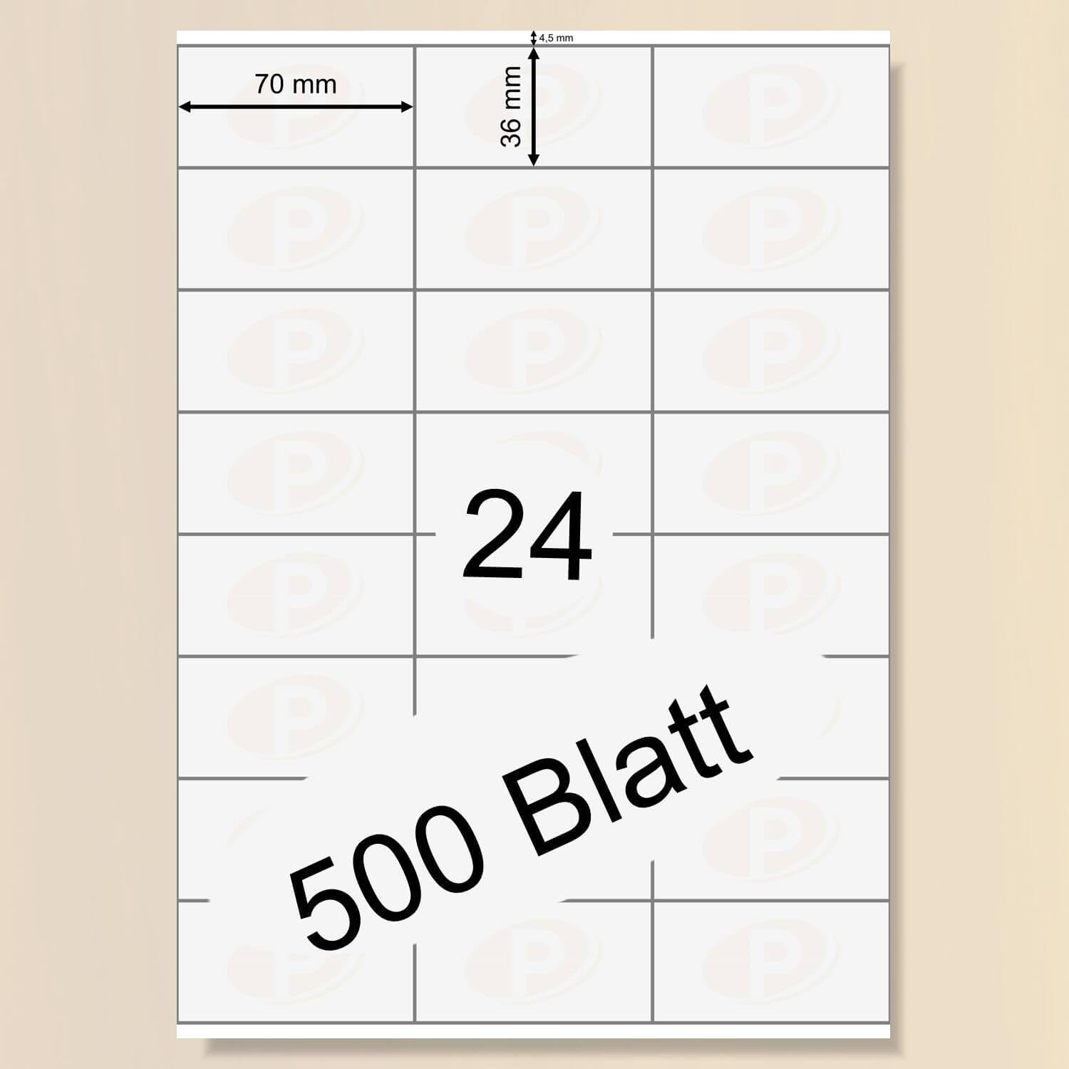 Printation Etiketten 12000 Stk. 70 x 36 mm Internetmarke weiß - 70x36 Aufkleber selbstklebend zum bedrucken auf 500 DIN A4 Bogen 3x8 24 Adressetiketten - Klebeetiketten 3475 3490 6122 4453 la131 la132