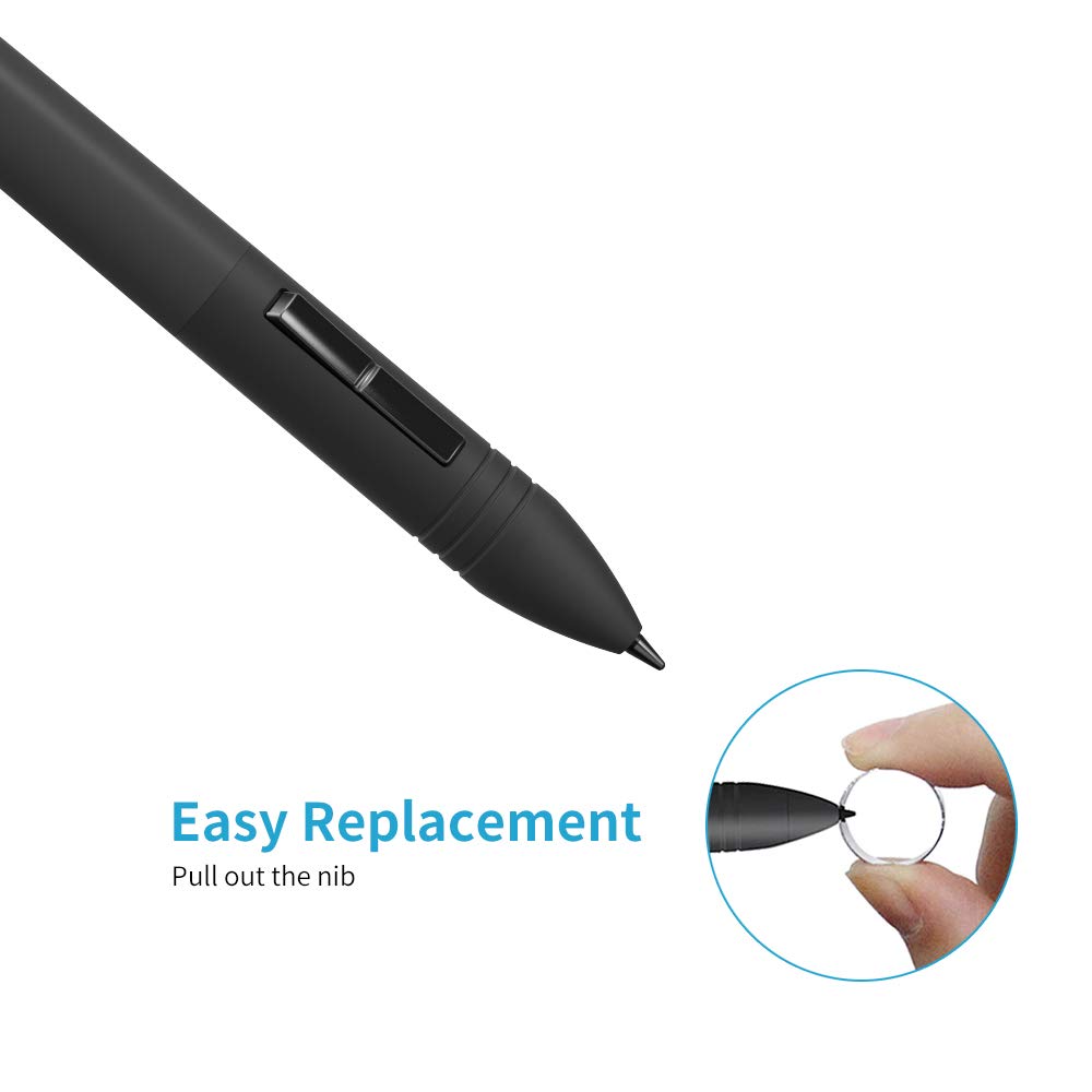 HUIOP Penna digitale ricaricabile PEN80, penna a risonanza elettromagnetica con 2 pulsanti programmabili per la nuova tavoletta grafica 1060PLUS