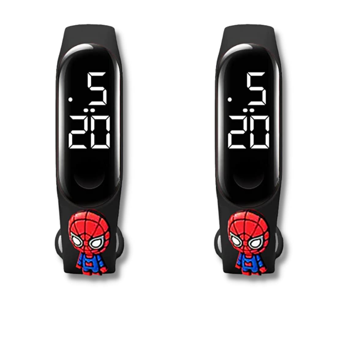 ZOVUTA Fashionable Kids Waterproof White Light LED Band Watch with Date & Time Display (Cartoon May Vary) Set of 2 Black Spider Men-2(Removable Silicon Strap) (B0BT7D6YNM) Amazon Price History, Amazon Price Tracker