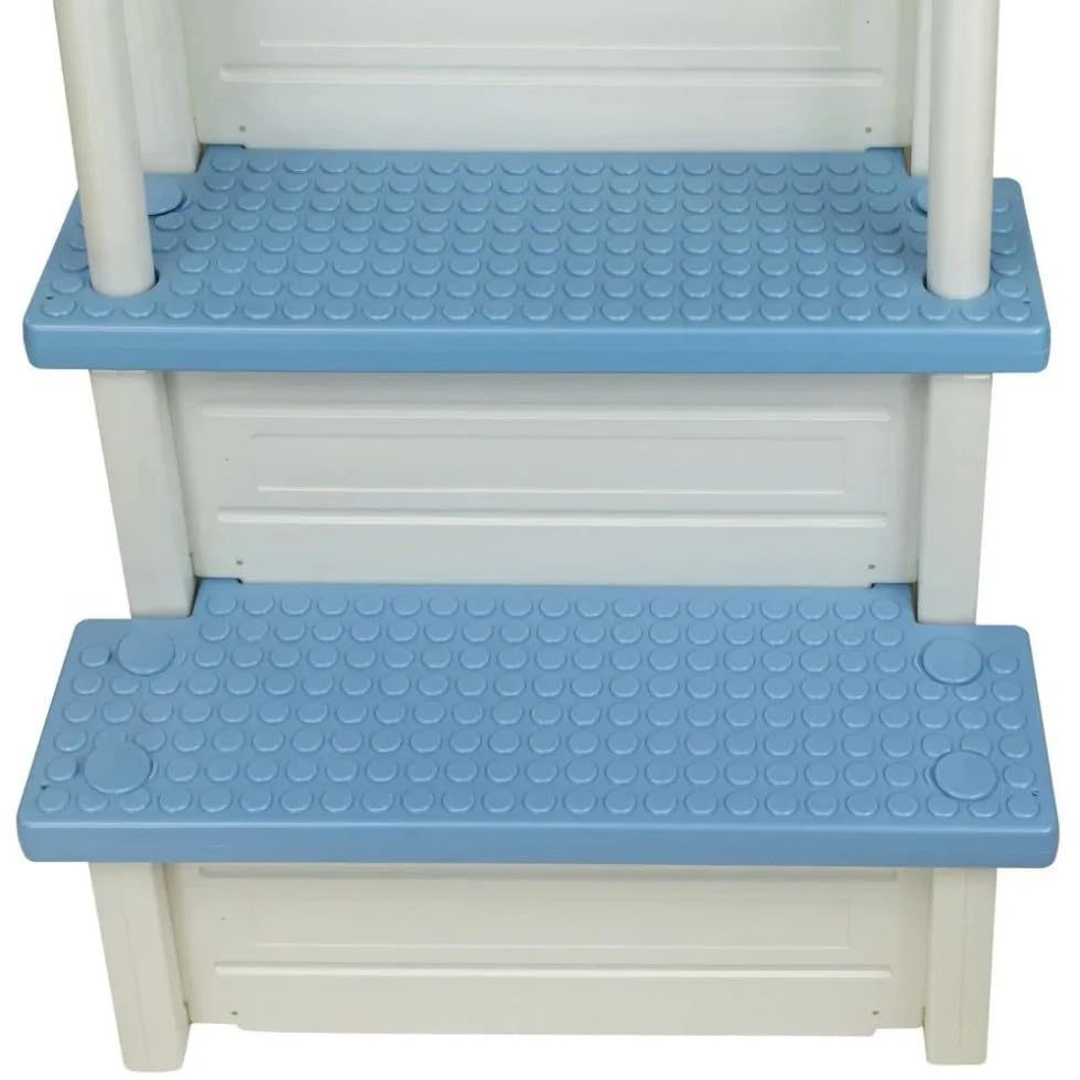 Escalera para piscina blanca con peldaños azul miniatura 5