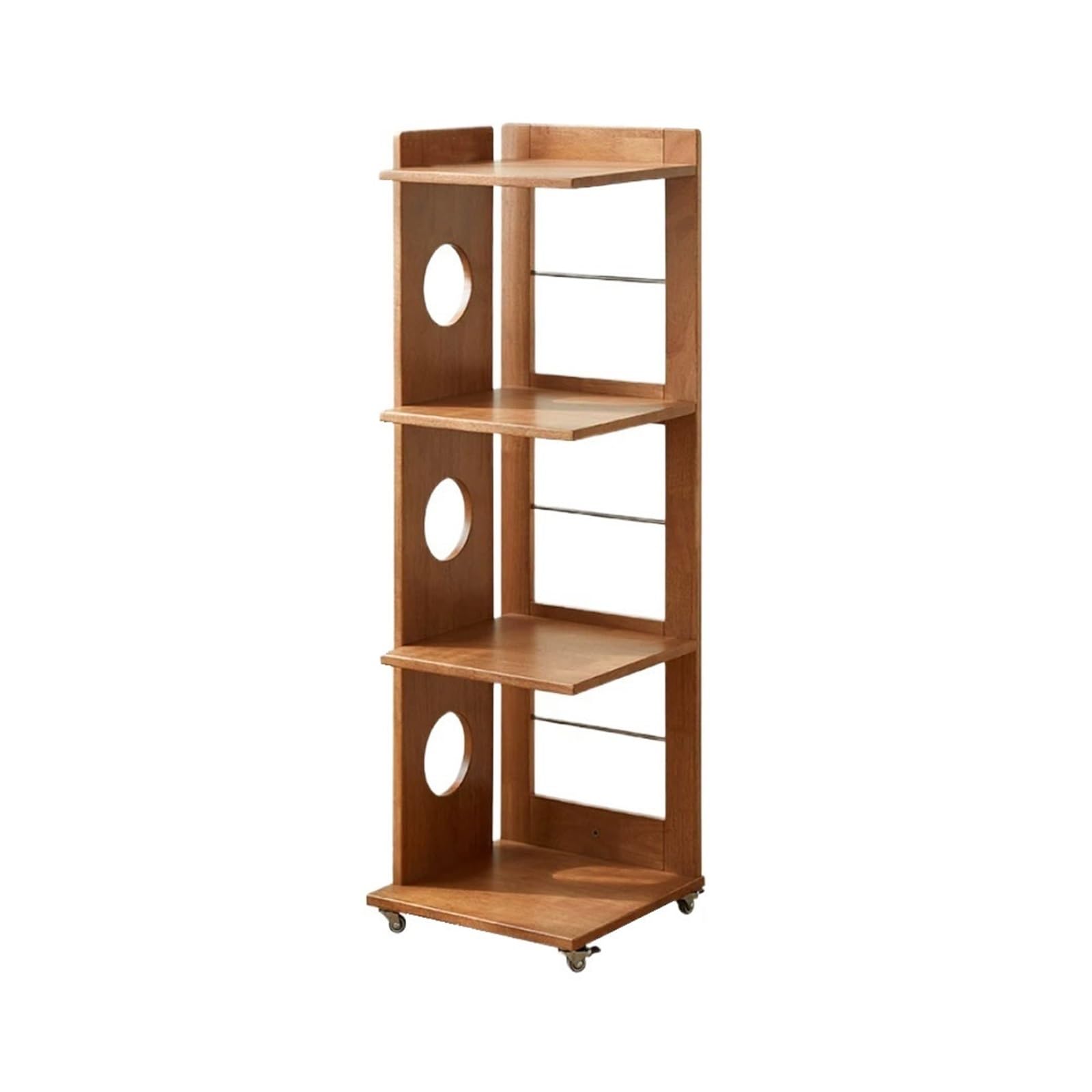 ZYYANSHOP Bookshelf Vertical Multi-tier Mobile with Wheels Bookshelf Living Room Study Wooden Storage Rack