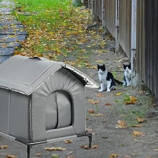 Cuccia per Gatti da Esterno Protezione Elevata e Calda, Rifugio per Gatti Selvatici, Impermeabile, Antivento, Resistente all'Usura, Cucce per Garage, Fienile, Portico (Modello Normale, L)