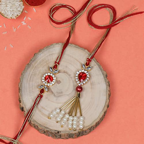 Image of Rakhi Gift for Brother and Bhabhi-Rakhi for Bhai and lumba for bhabhi on Rakshabandhan 2 Coffee Mug, Roli, Chawal & Greeting Card Combo
