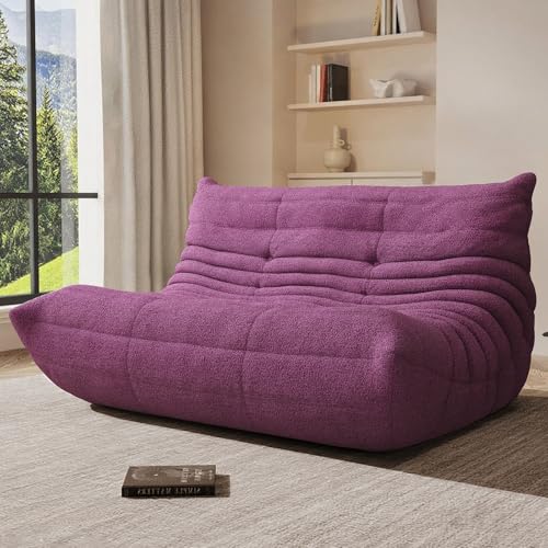 Image of Giant Bean Bag Chair for Adult, Cozy Boneless Fireside Accent Loveseat Chair,Memory Foam Floor Sofa, Comfy Lounge Couch for Bedroom Small Living Room Apartment Daily Relax(Purple,Loveseat)
