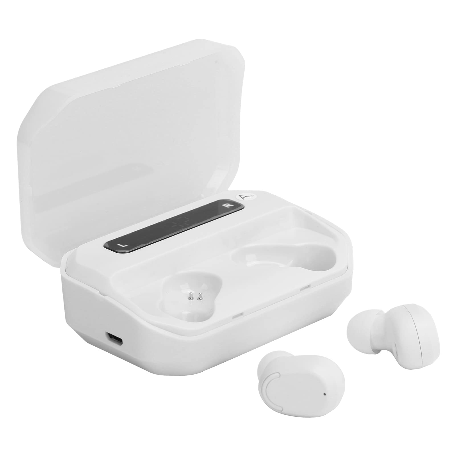PUSOKEI Wireless Earbuds, Bluetooth BT5.2 in‑Ear Headset with Mic, Sports Noise Cancelling Headphones with Charging Box,Headset Premium Sound with Deep Bass, white