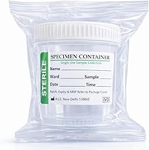 LABART Urine Sample Container 30 ml – Sterile, Leak-Proof Collector with Label, Individually Packed (Pack of 10) | lid Color May Vary