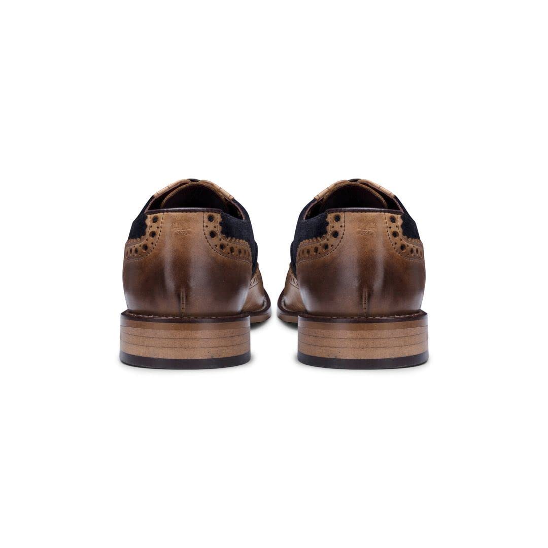 TruClothing.com Herrenschuhe 100% Echtleder Blau Braun Tweed Design Wildleder Brogues