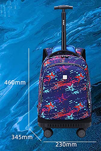 Rollende rugzak Bagage voor kinderen/kinderen Handbagage Trolley Rugzak Koffer met groot wiel, lichtgewicht waterdichte nylon bagage voor kinderen Jongens Meisjes Leerlingen Basisschoolleerlingen Sc - Image 8